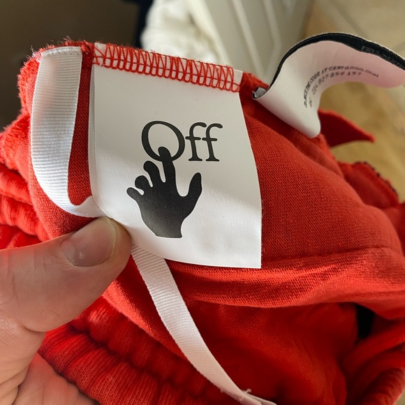Off-White SS21 Logo Embroidered Sports Shorts Red Size small - Picture 5 of 8